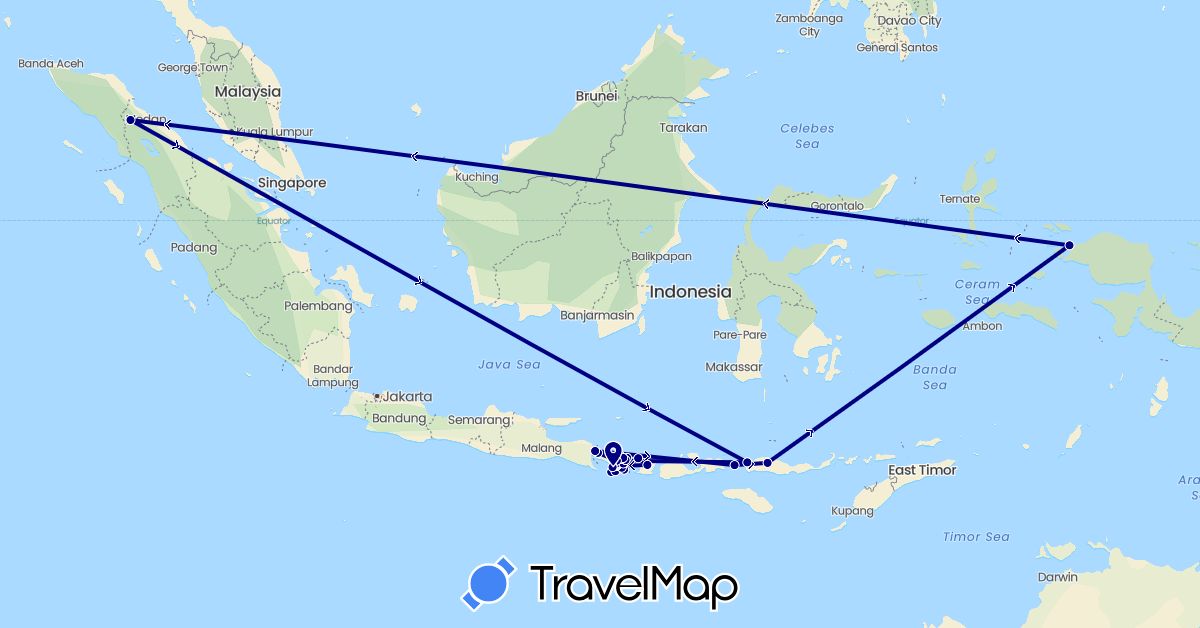TravelMap itinerary: driving in Indonesia (Asia)